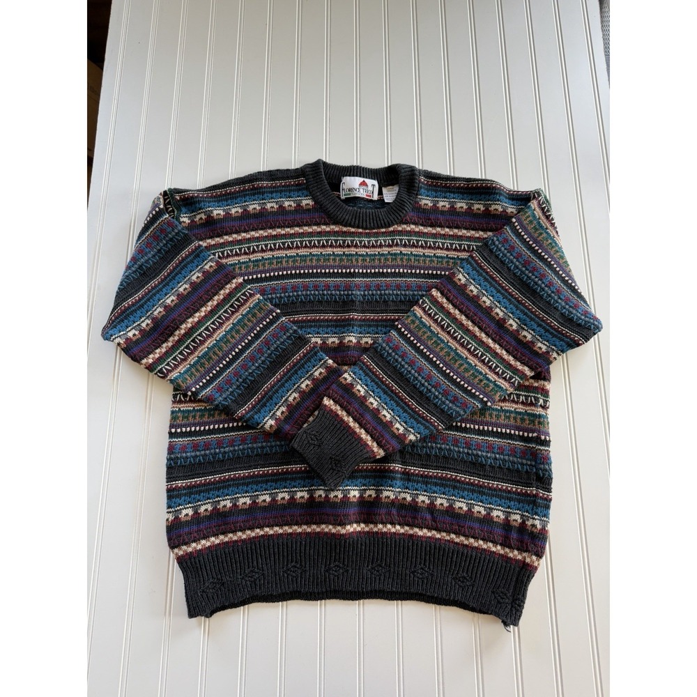 Vintage Florence Tricot Sweater L Coogi Style Textured Knit Colorful - Picture 8 of 8